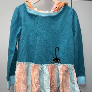 Matilda Jane Blue and Pink Hoodie with Ruffle Hem
